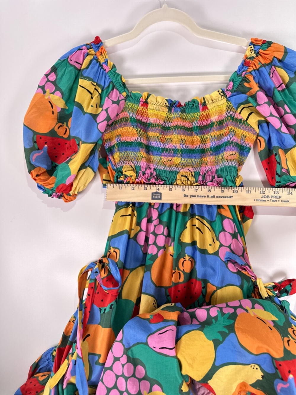 Farm Rio Fruit Print Smocked Cutout Maxi Dress M Multi - Picture 8 of 10